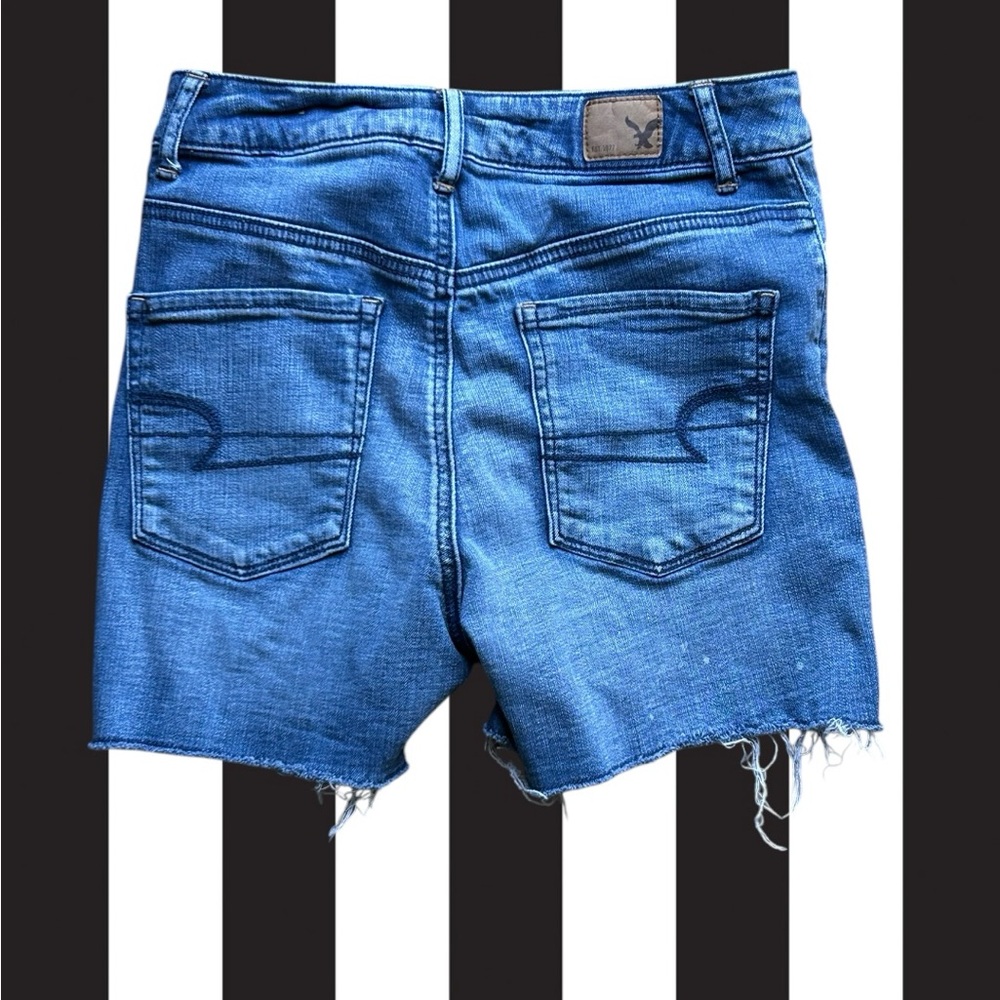 American Eagle Super Sky High Shortie Raw Hem High Rise 25x4 Size 4 - Picture 3 of 11